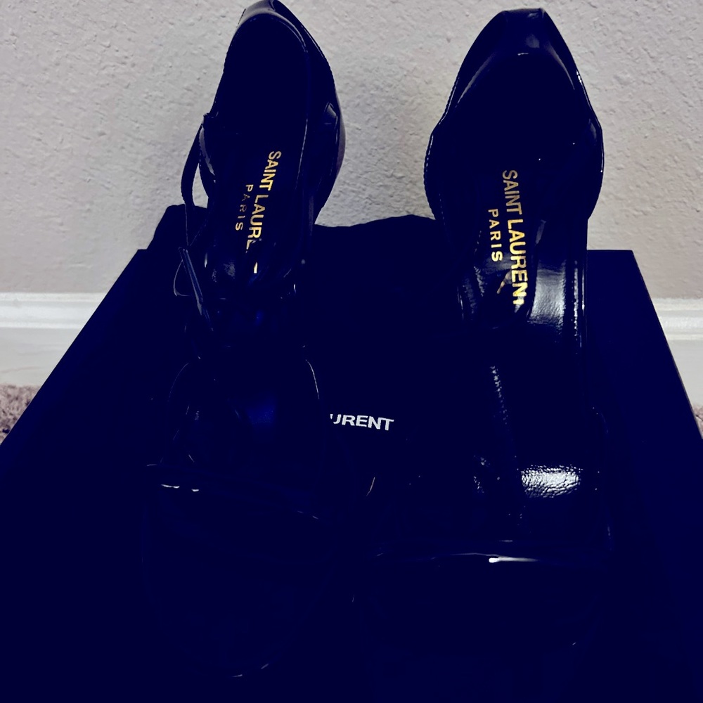 Opyum YSL Patent Ankle-Strap Sandals